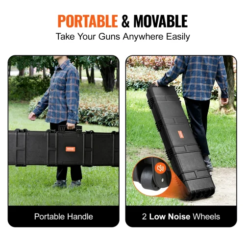 VEVOR Rifle Hard Case Portable Long Gun Storage Hard Suitcase W/ 2 Casters Shockproof & Waterproof Airsoft Rifle Protective Case - Image 6