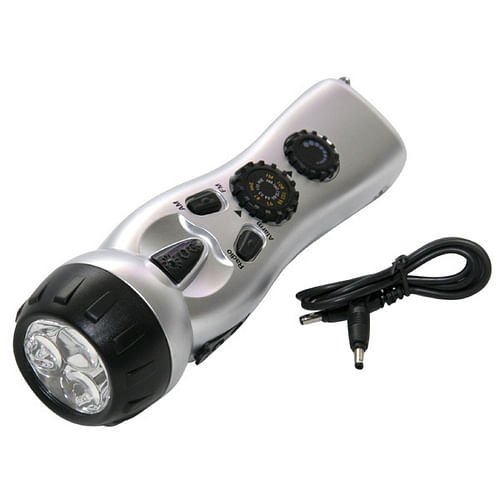 Alternative view of Flashlight with Am/Fm Radio, Siren, and Cell Phone Charger