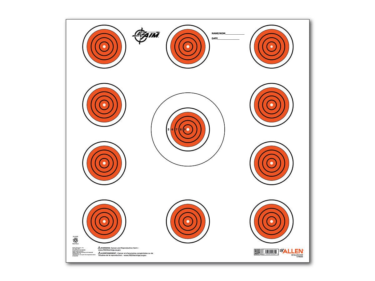 Allen Company EZ Aim 11 Spot Indoor Target, 12″x12″, 13-pack